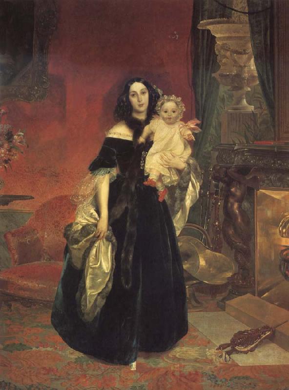 Karl Briullov Portrait of Maria Beck with her daughter